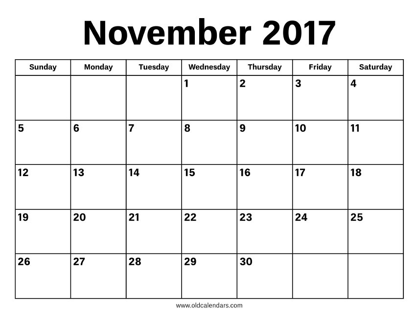 November 2017 Calendar - Printable Old Calendars