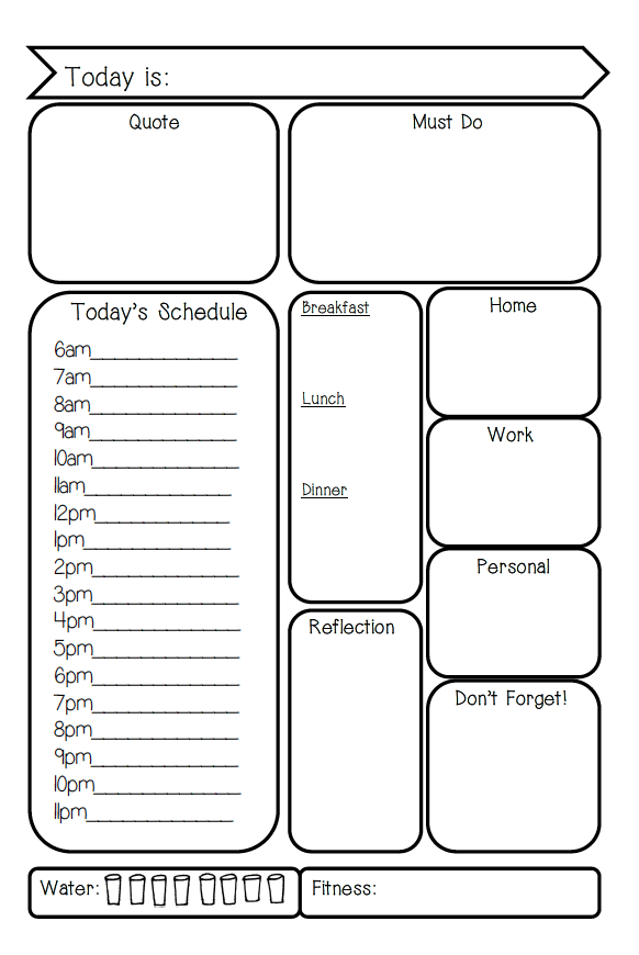 A5 &  Personal Sized Day Per Page Filofax Insert Printable ...