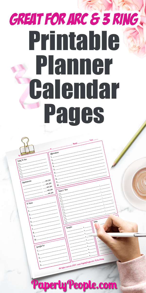 printable planner pages for 3 ring binder