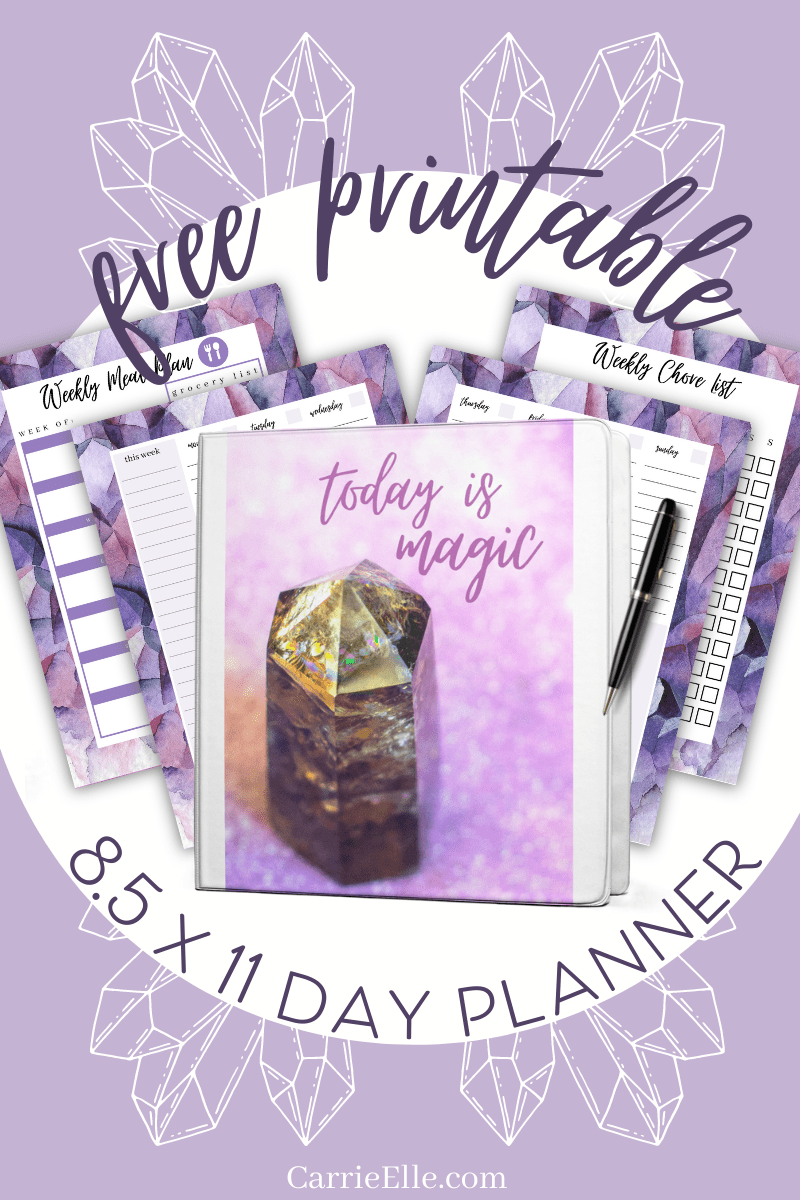 8.5x11 Printable Day Planner Binder - Crystals - Carrie Elle