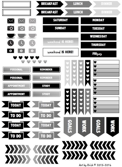 printable planner stickers black and white