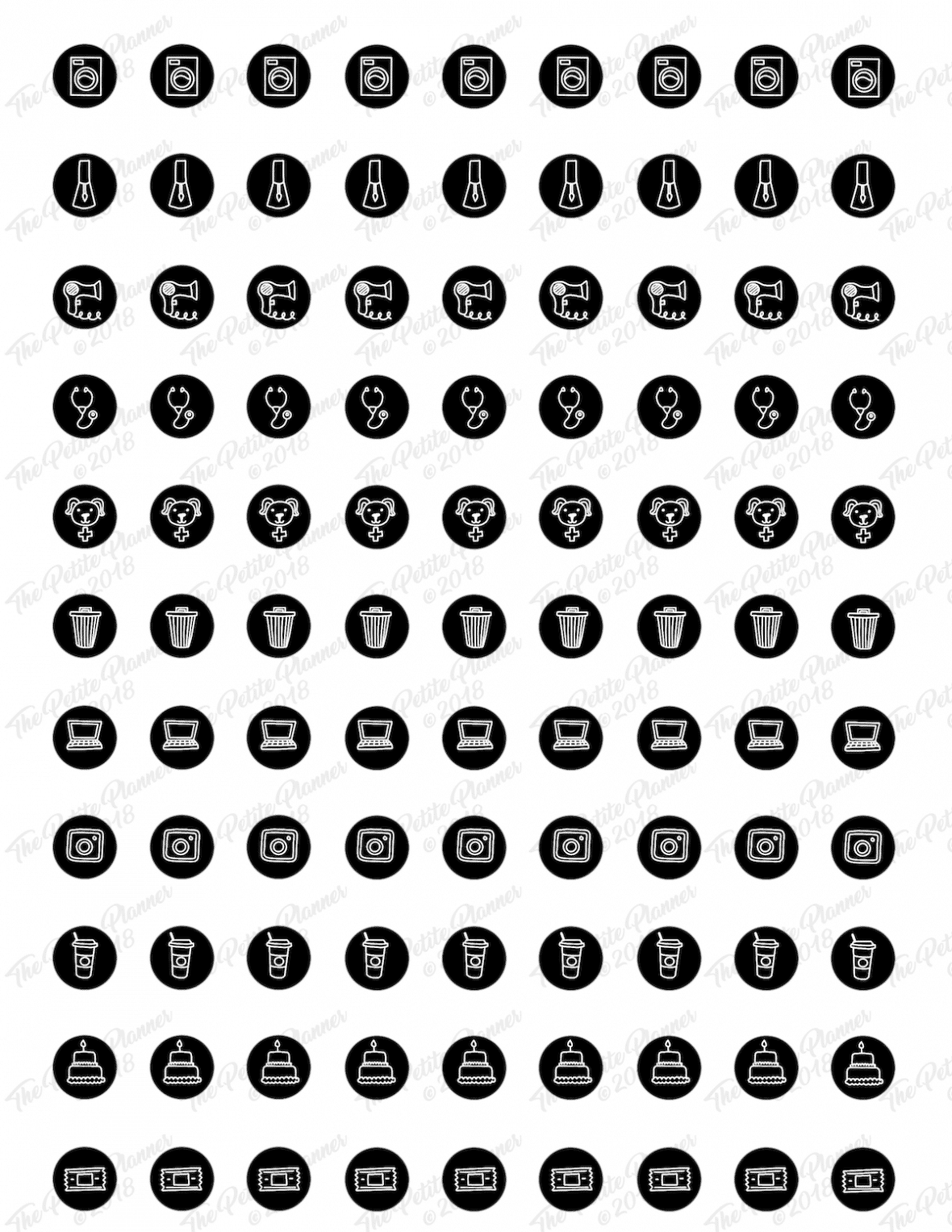 printable planner stickers black and white