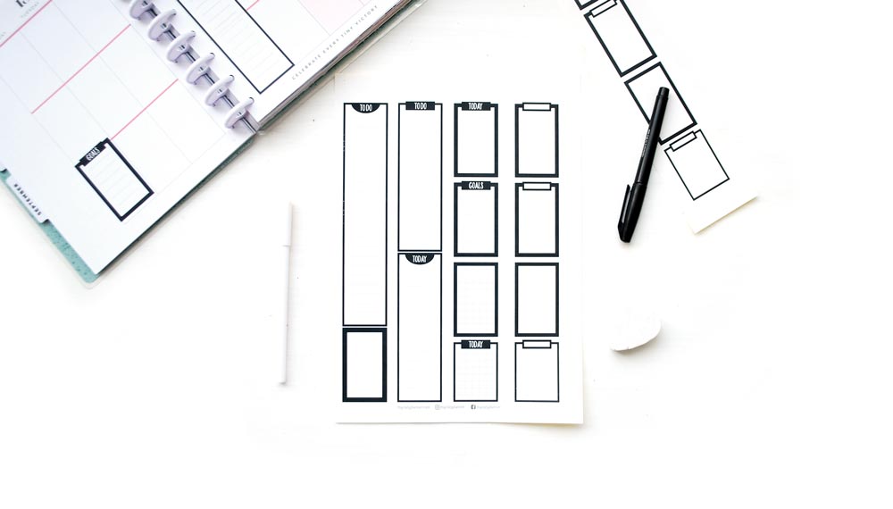 printable planner stickers black and white
