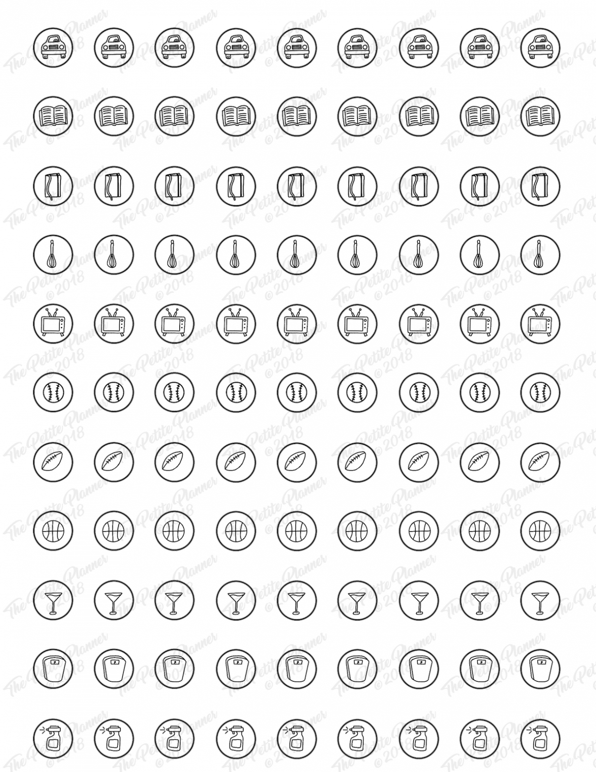printable planner stickers black and white
