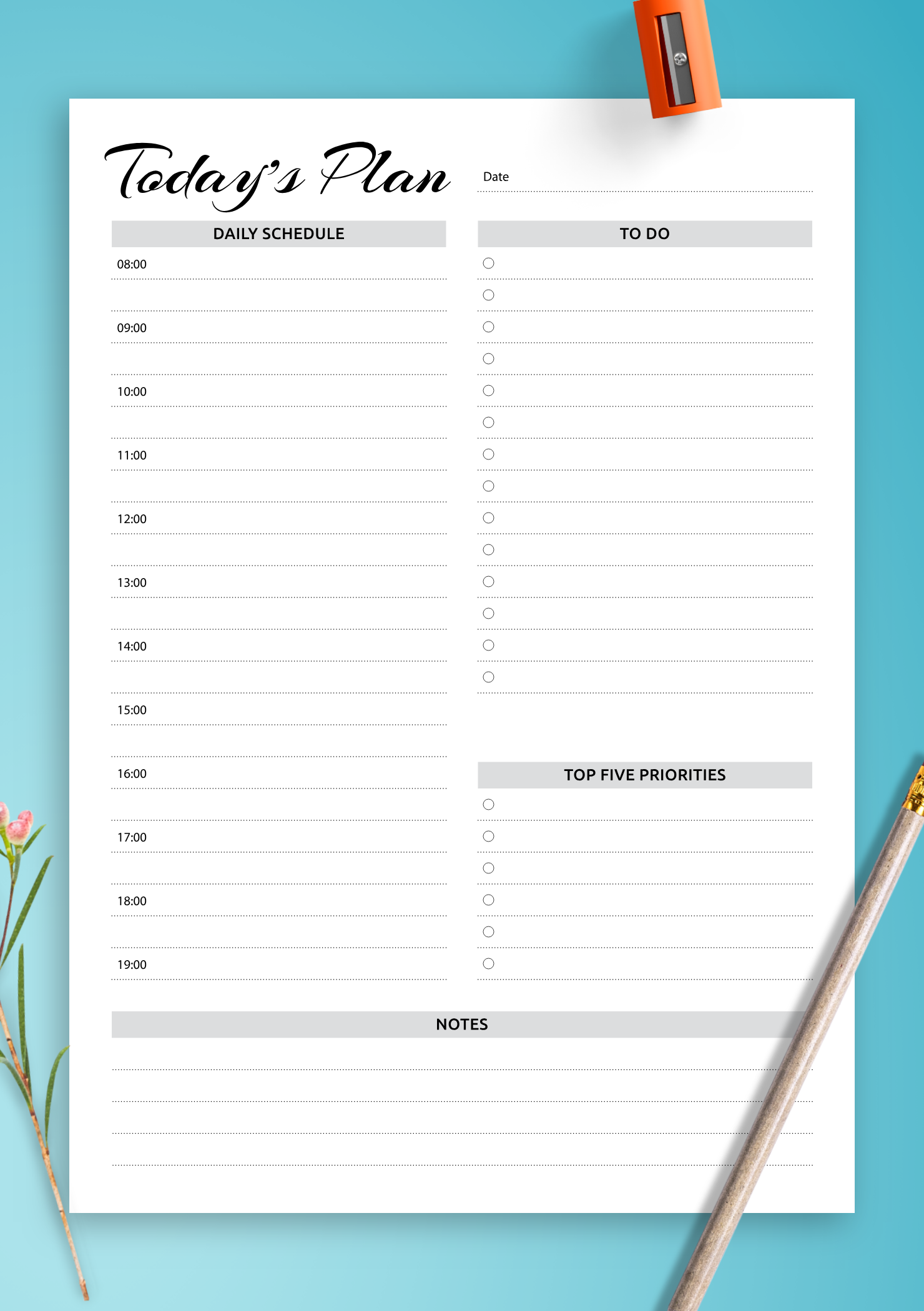 Download Printable Daily planner with hourly schedule &  to-do list ...