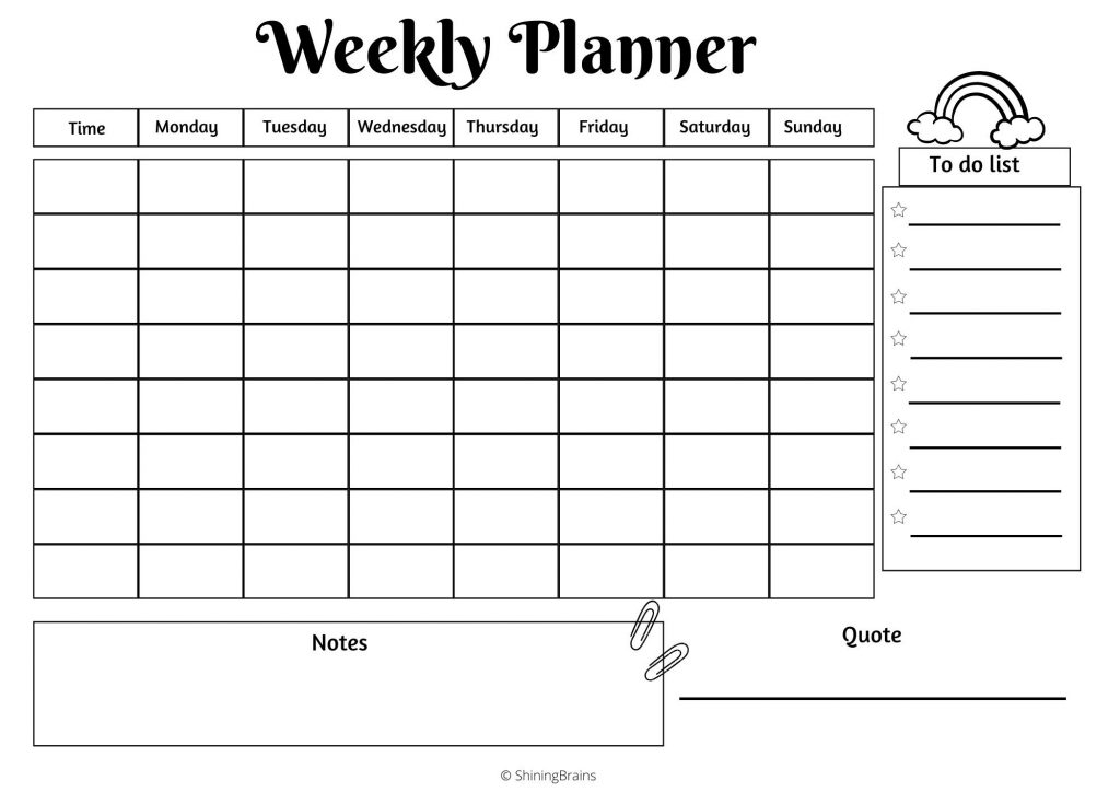 Weekly planner for kids - Timetable for kids | FREE Printable ...