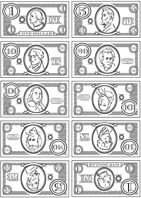 printable play money black and white