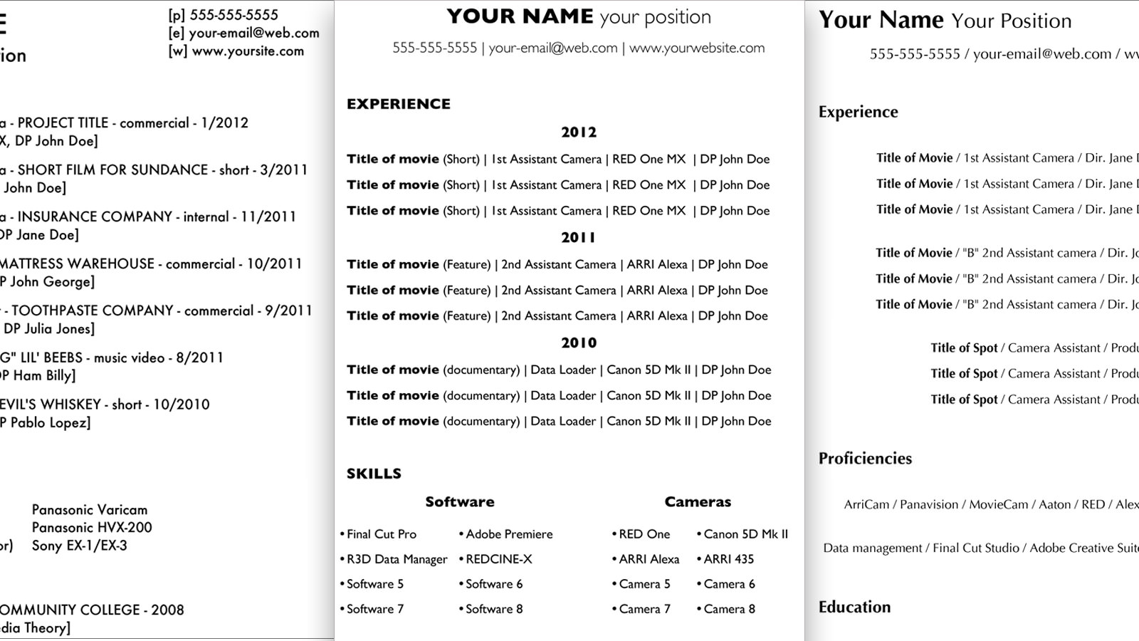 Grab These Free Resume Templates Designed for Freelance Filmmakers ...