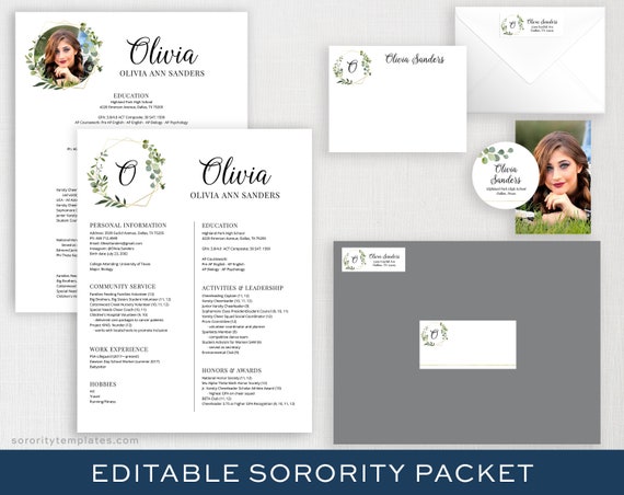 Editable Sorority Packet DIY Template Printable Sorority Packet ...