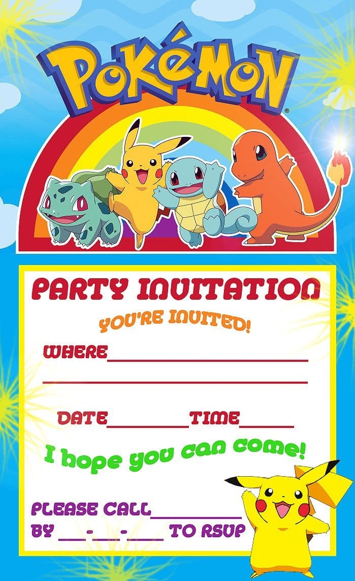 Printable Pokemon Invitations Birthday Party