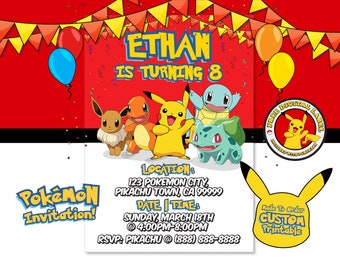 Pokemon Invitation, Pokemon Birthday, Pokemon Party, Pokemon ...