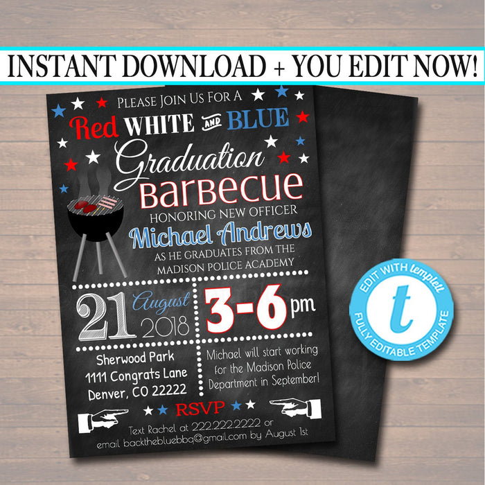 printable police academy graduation invitations