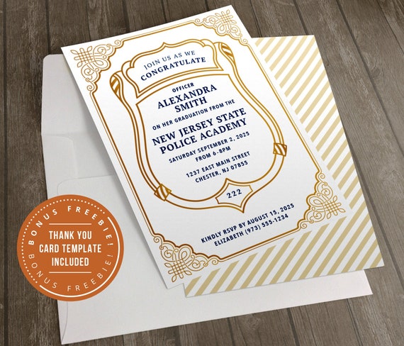 printable police academy graduation invitations