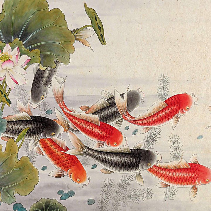 EastSmooth Nine Koi Fish Canvas Wall Art Feng Shui Lucky Carp ...