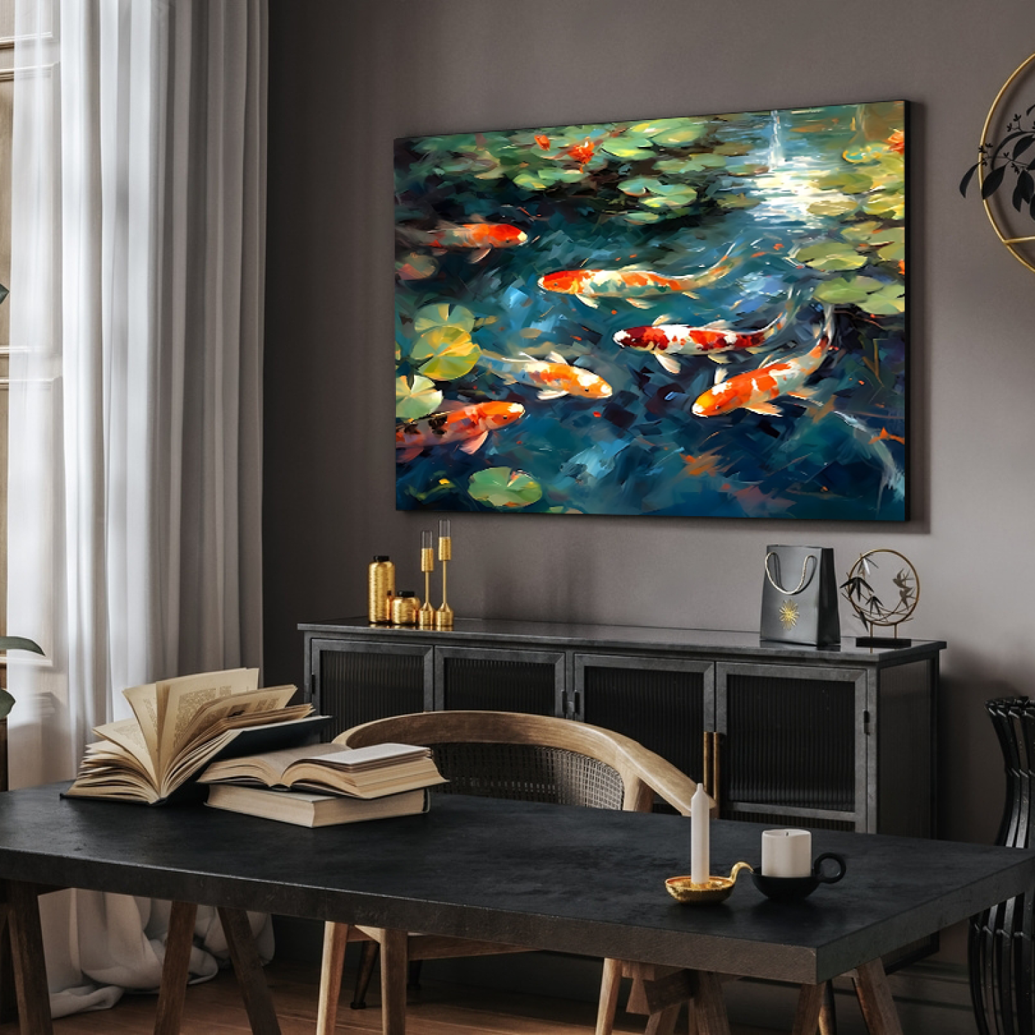 KOI Goldfish POND Fish Mixed-Media Hand Decorated FOLK ART PRINT ...