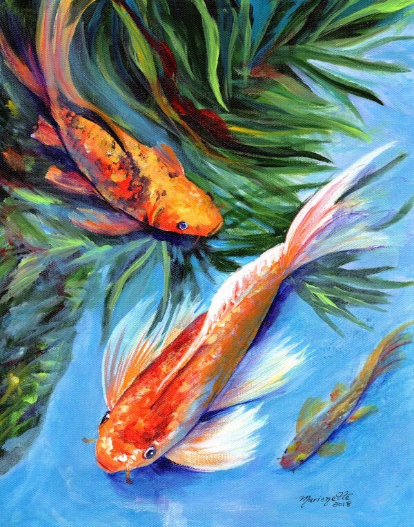Shiro Kasamatsu Karp Koi fish pond japanese art Canvas Print | Zazzle