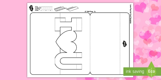 3D I Love You Pop-Up Cards | Valentine Template - Twinkl
