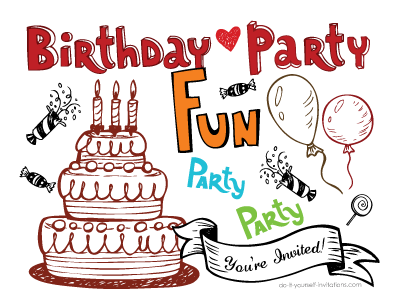 Printable Birthday Postcard Invitations