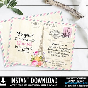 Printable Birthday Postcard Invitations