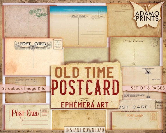 Old Time Postcard, Old Postage Digital, Printable Postcards, ATC ...