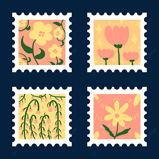 Postage Stamps PNG Transparent, Postage Stamp Digital Flower ...