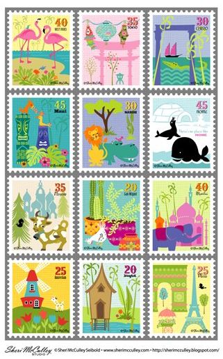 Friday Freebie: Postage Stamp Set by Sheri McCulley