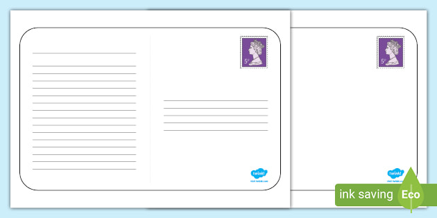 Narrow Lined Postcard Template - Handy Resource for Children