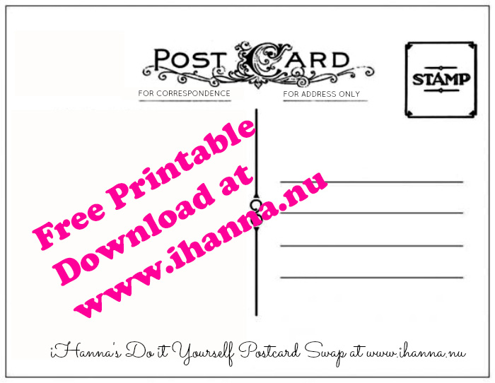Free Printable Postcard Backside - iHannas Blog