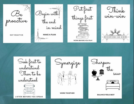 7 Habit Printable Poster Set Elementary Classroom Decor Minimalist ...