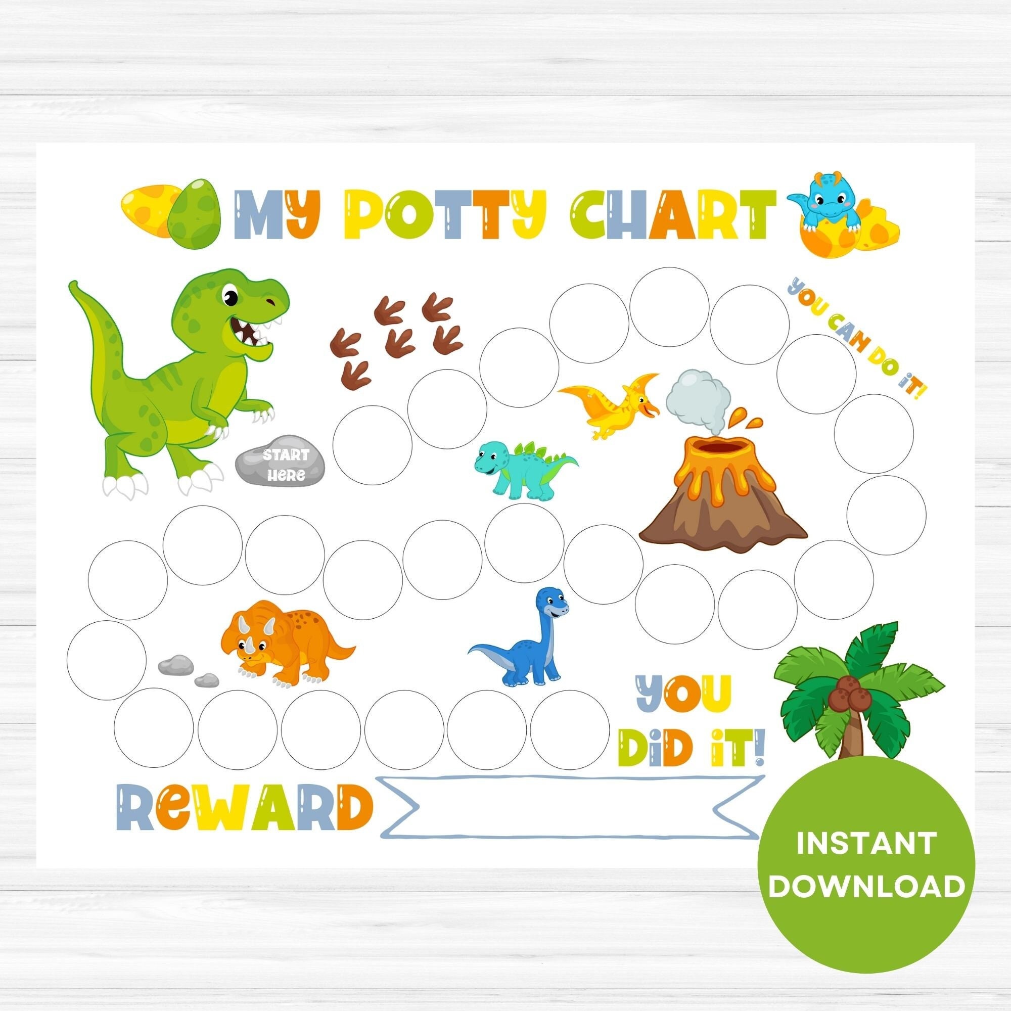 Dinosaur Potty Chart, Printable Potty Training Chart, Boy Sticker ... - Worksheets Library for Free Printable Dinosaur Sticker Chart