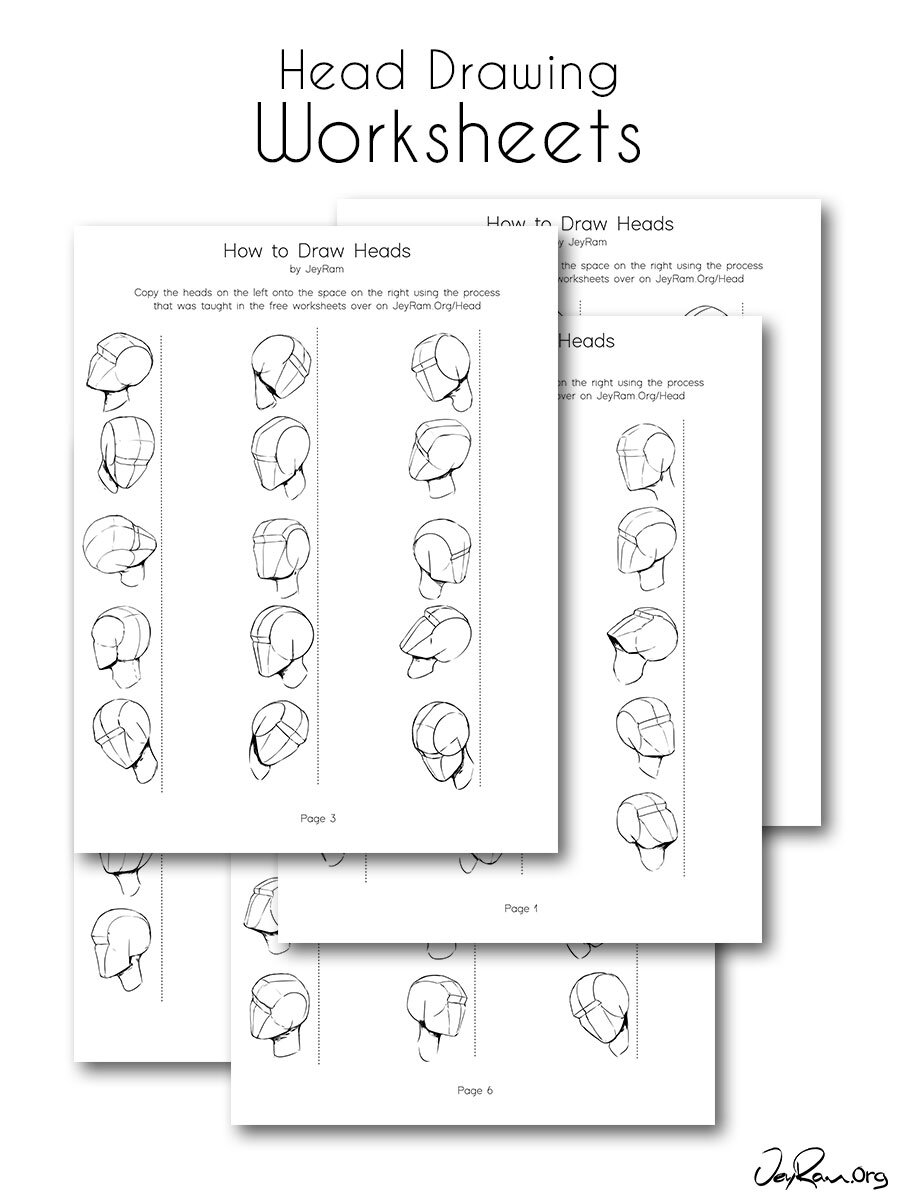 Head Drawing Practice from any Angle Practice Worksheets (Printable PDF) -  JeyRam Drawing Tutorials