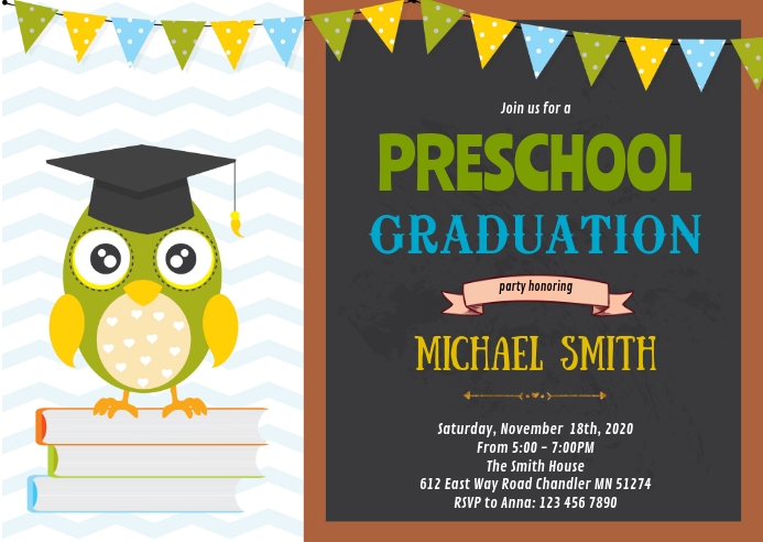 Preschool graduation party invitation Template | PosterMyWall