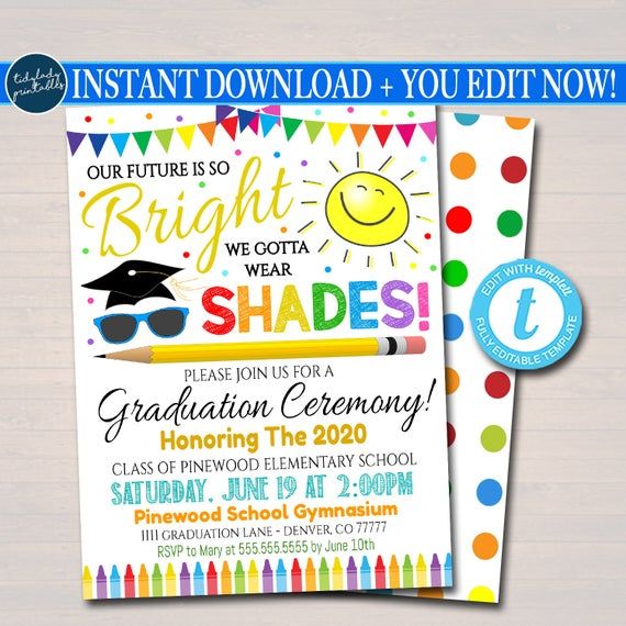 Kindergarten Graduation Invitation, Preschool Pre K Graduation ...