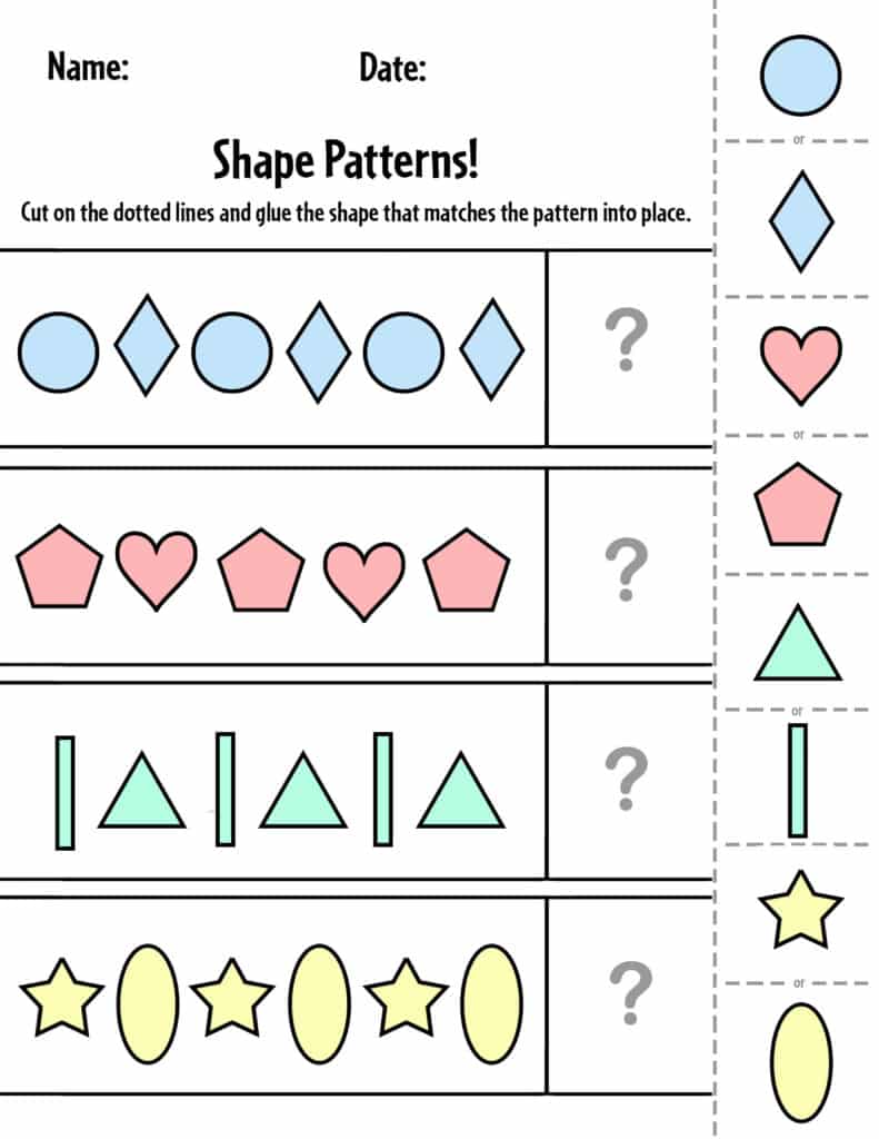 Free Printable Pattern Worksheets for Preschool ⋆ The Hollydog Blog