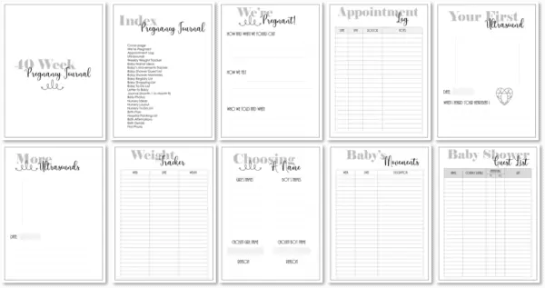 printable pregnancy journal pages