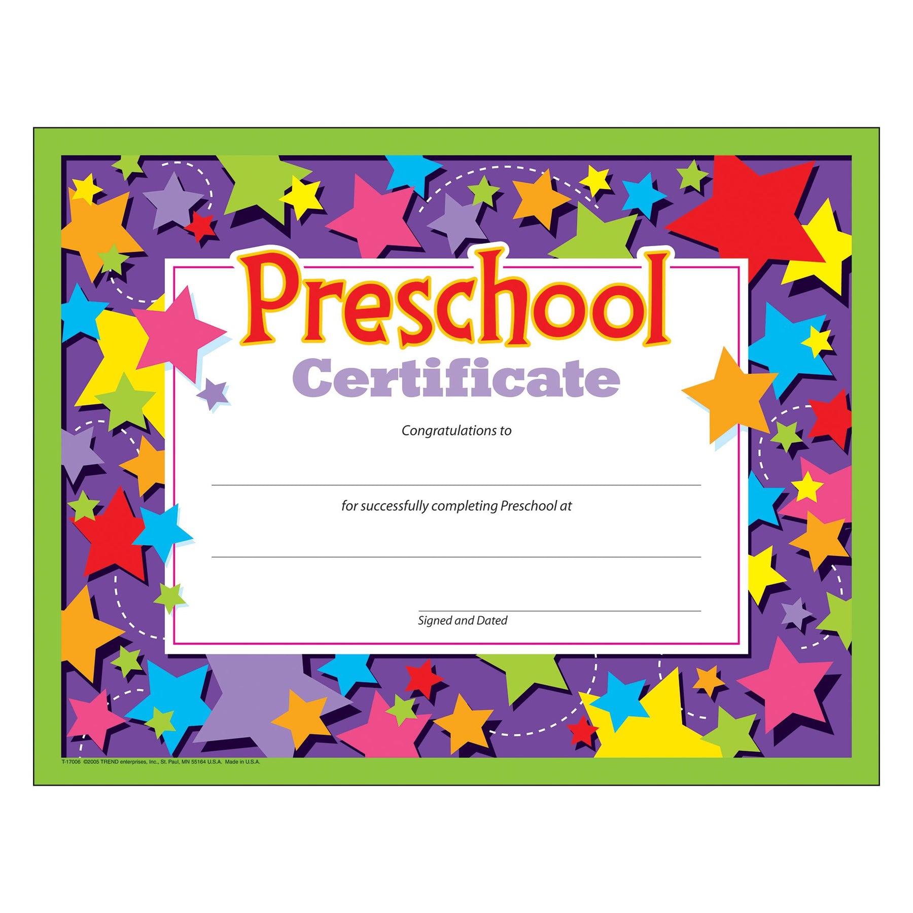 PK-K Certificates and Diplomas Preschool Certificate T17006 ...