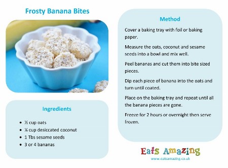 Easy Recipes for Kids - Frozen Banana Bites Recipe - Eats Amazing.