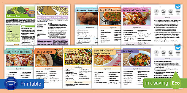 Easy Recipes For Kids | Dinner Recipes Bumper Pack - Twinkl