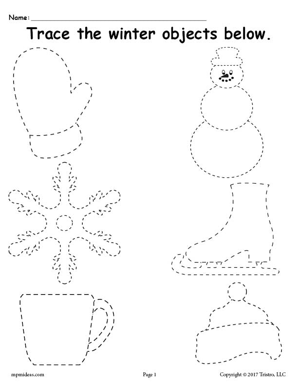 Printable Winter Tracing Worksheet!