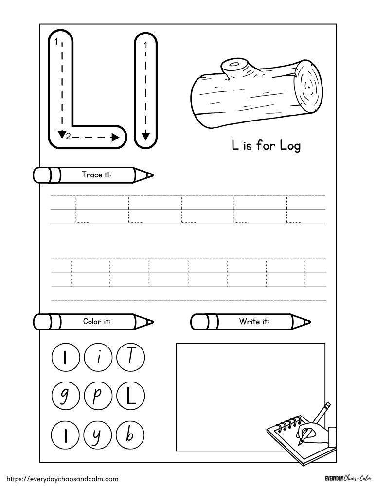 printable preschool worksheet letter l