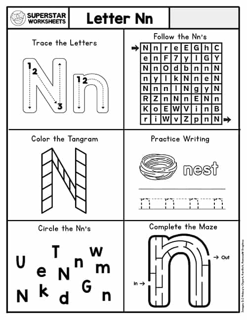printable preschool worksheet letter n