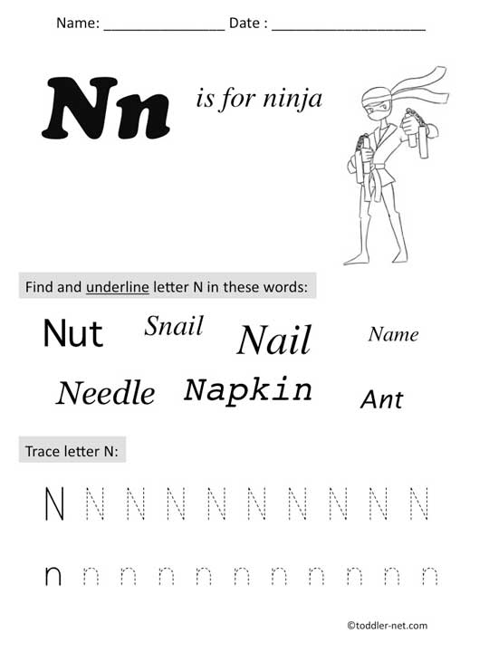 printable preschool worksheet letter n
