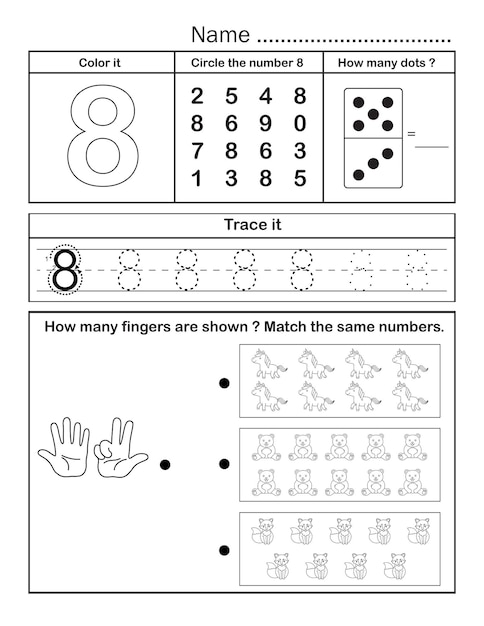 Premium Vector | Printable number 8 tracing worksheet for practice ...