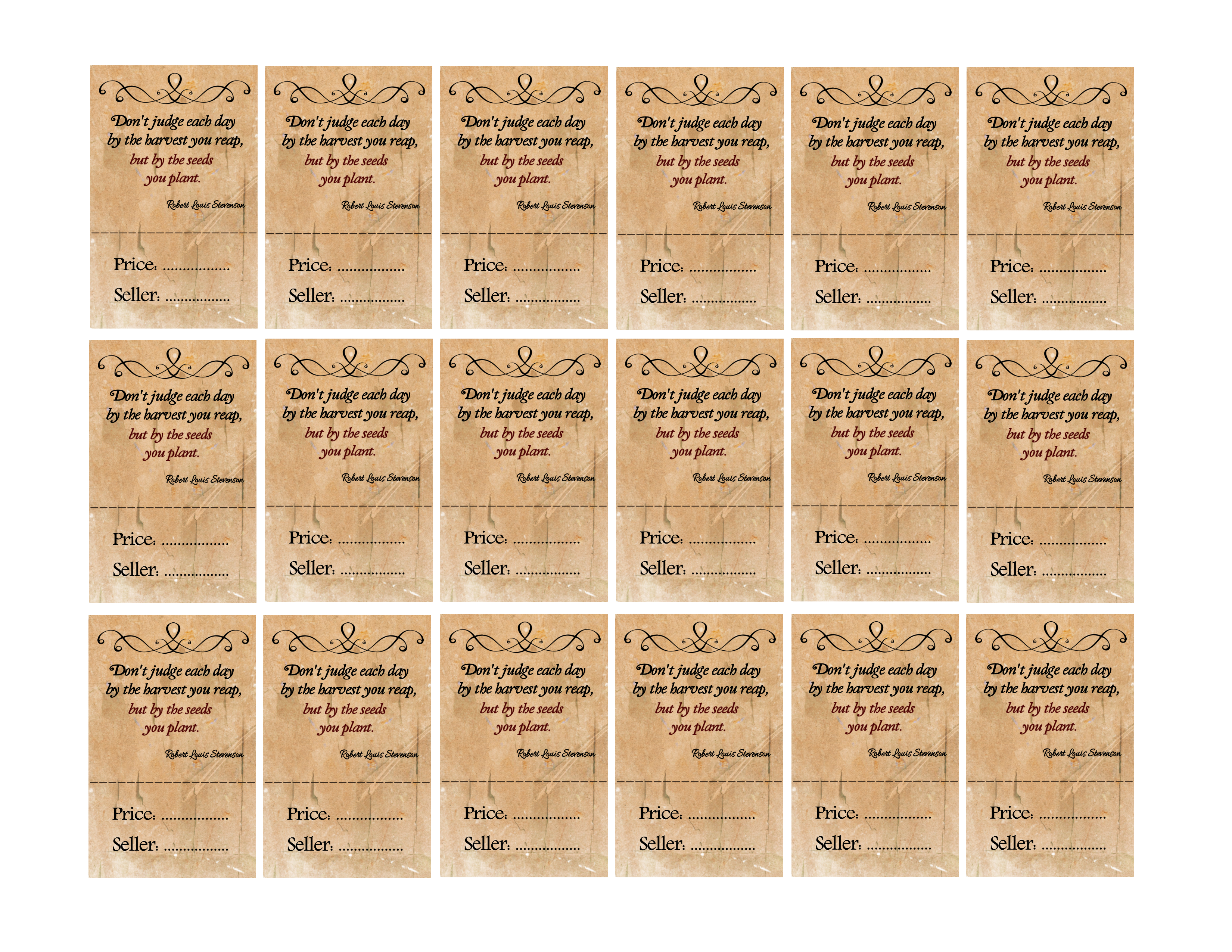 Printable Garage Sale Price Tags Free Download