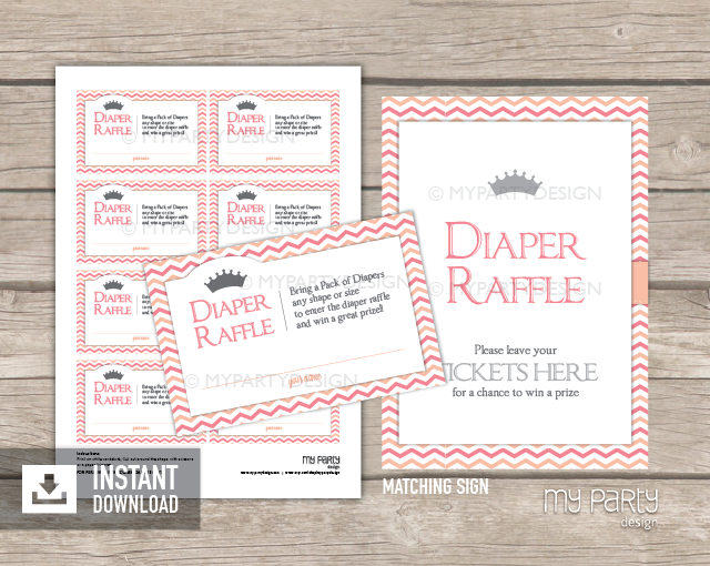 printable princess diaper raffle tickets