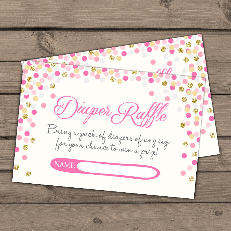 Pink and Gold Baby Shower Diaper Raffle Ticket Cards Diaper Raffle  tickets......