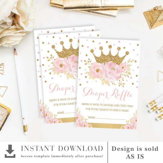 printable princess diaper raffle tickets