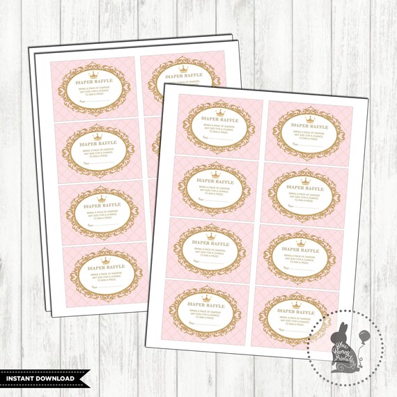 printable princess diaper raffle tickets