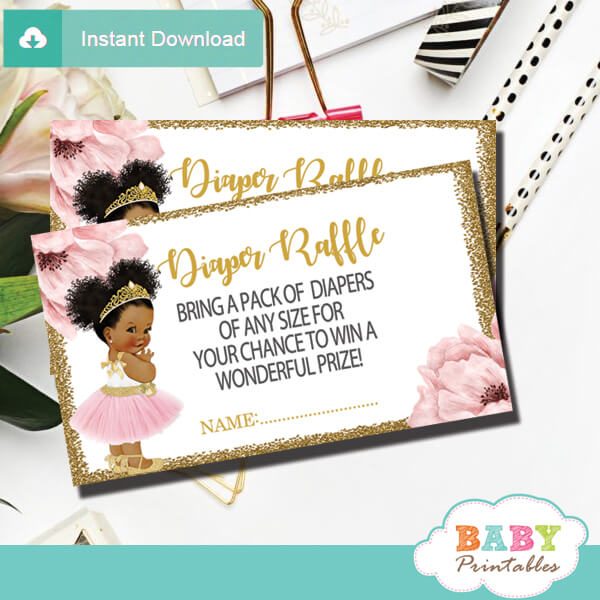 printable princess diaper raffle tickets