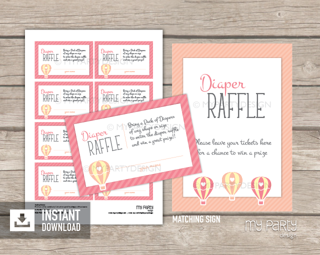 Hot Air Balloon Diaper Raffle Printables - My Party Design